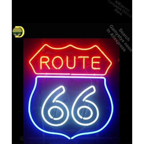 Route 66 neon Sign Road neon Real Glass Tube neon lights Recreation Sport Windows Professiona Iconic Sign Polis Signage Shop