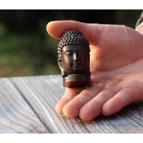 NEYLEND Wood Mini Sakyamuni Head Crafts Wooden India Buddha Statue Creative Small Tathagata Figurines Mahogany Ornaments Gifts