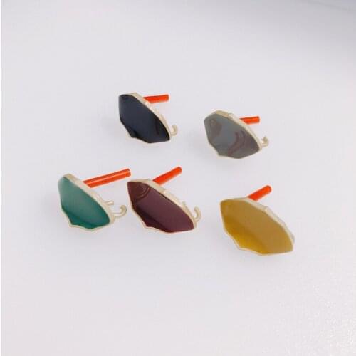 Newest 30pcs/lot alloy drop oil geometry Irregular rhombus shape metal fashion earring studs diy jewelry earring accessory
