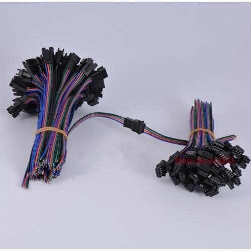 Wholesale 10pcs 4 pin 10cm Male and Female RGB connector Wire Cable For 3528 5050 LED Strip Free shipping