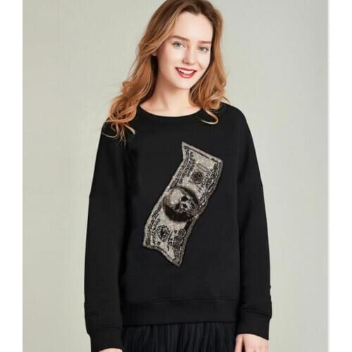 Drop shipping Fashion Women Hoodie Winter Pullover Rhinestone style Loose Sweatshirts Casual e Style Hoodies Sweatshirt