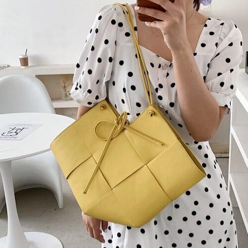 Luxury Designer Large-capacity Woven Big Bag Purses Handbag Women Shoulder Bags 2021 Fashion Solid Leather Ladies Casual Totes