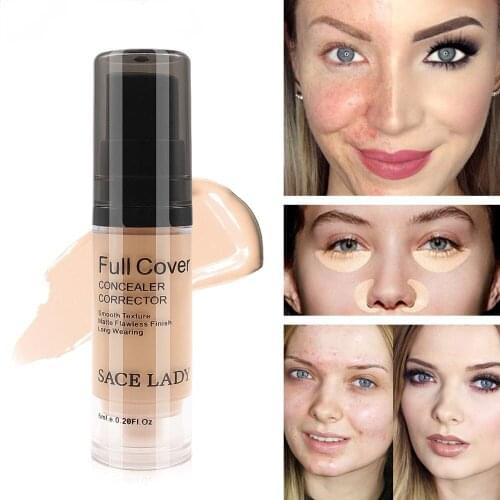 SACE LADY 8 Colors Full Cover Liquid Concealer Makeup 6ml Eye Dark Circles Cream Face Corrector Waterproof Make Up Base Cosmetic