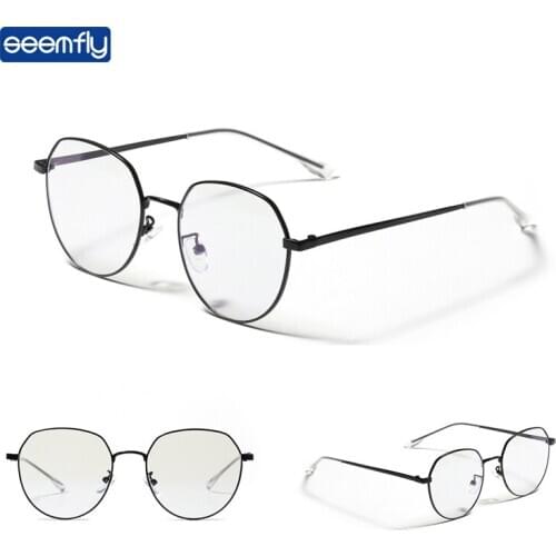 Seemfly Anti-blue Light Irregular Glasses Frame Clear Flat Lens Glasses Ultralight Colorful Metal Frame Plain Spectacles Unisex