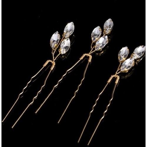 Bridal Handmade Rhinestone Hair Sticks Wedding Accessories For Women Bride Crystal Tiara Hair Wear Party Gifts