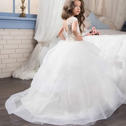 Formal Kids Flower Girl Dresses For Wedding First Communion Dresses Girls Water-soluble Lace Infant Toddler Pageant Party Gown