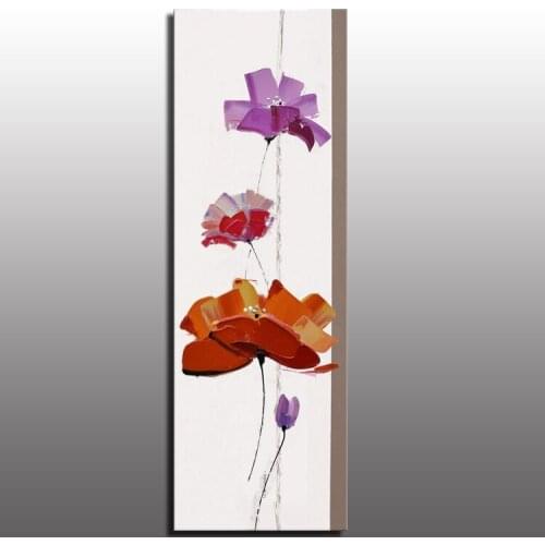 Heavy texture with palette knife beautiful flower oil painting canvas wall art haning on the wall for room decor