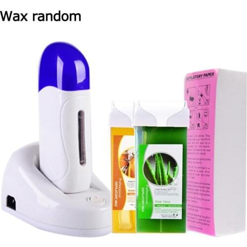 Hair Remover Kit Professional Roller Depilatory Wax Heater Machine Set Roll-On Waxing Paper Handheld Body Hair Epilator