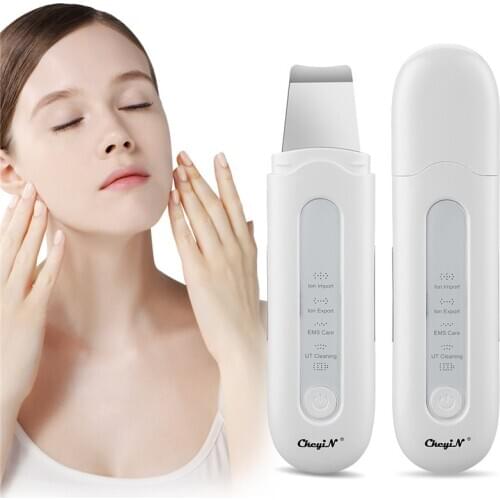 Ultrasonic Ion Skin Scrubber EMS Vibration Facial Massager Face Pore Cleaner Blackhead Reomver Skin Peeling Shovel Lift Beauty
