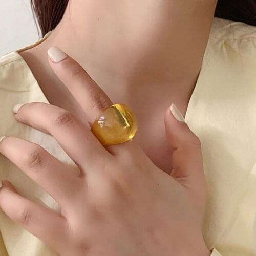 Exaggeration Acrylic Dome Circle Resin Rings for Women Luxury Statement Chunky Ring Fashion Jewelry anillo