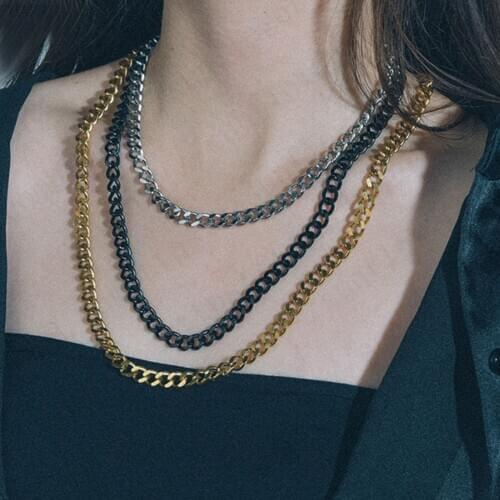 Punk 3 TO 7 MM Chains Necklace Stainless Steel Neck Chains Choker Necklace For Gothic Women MEN Party Jewelry1 Piece