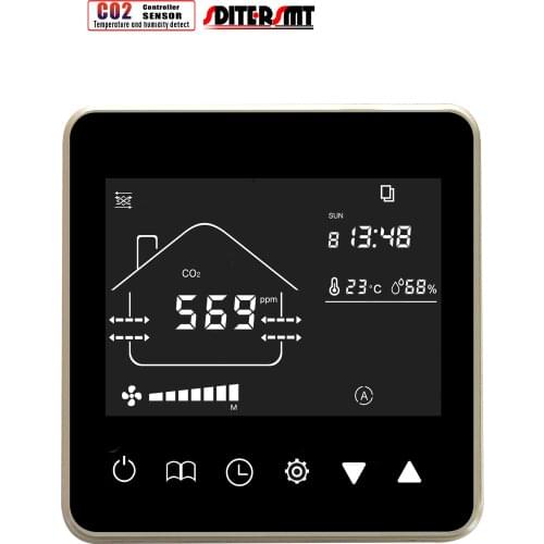 Home Ventilation Temperature Humidity and CO2 Sensor Fan Control for 0-10V Connect Proportional Equipment RS485 Remote Control