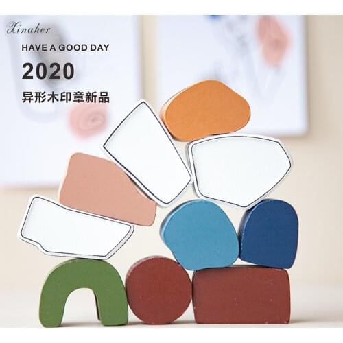 XINAHER Vintage Geometric shapes stamp DIY wooden rubber stamps for scrapbooking stationery scrapbooking standard stamp