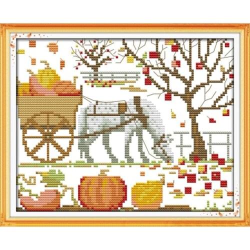 Magical pumpkin cross stitch kit flowers 14ct 11ct count printed canvas stitching embroidery DIY handmade needlework plus
