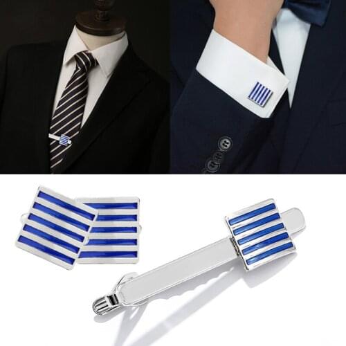 High Quality Trendy Men French Square Cylinder Cufflinks Tie Clip Pin Jewelry Business Unique Apparel Accessories Luxury Gifts