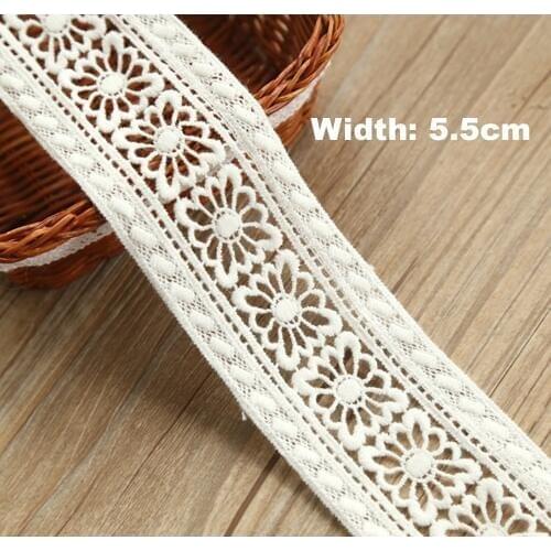 1yard Width:5.5cm Floret Hollow Out Lace Cotton Ivory White Water Soluble Lace for DIY Sewing Accessories (ss-2981)