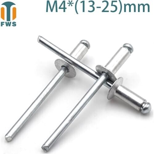10PCS M4 Multi Size Aluminium Open End Countersunk Head Break Mandrel Blind Rivet Nail Pop Rivets for Furniture Car Aircraft