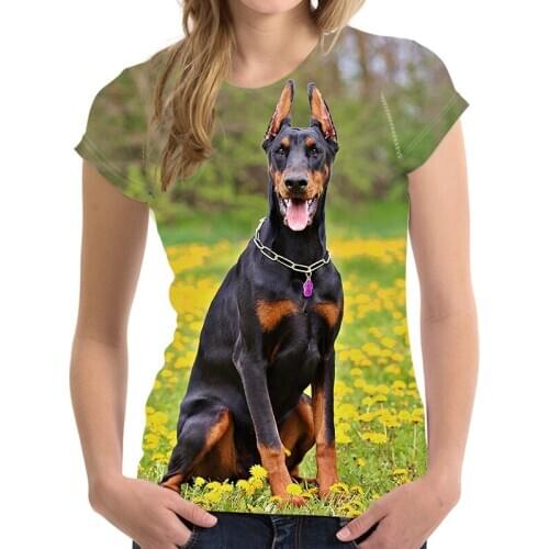 2021 Women T-shirts 3d Animals Fashion Female O-Neck Short-Sleeved Oversize Tops XXS-6XL Doberman Dog Prints Summer Dropshipping
