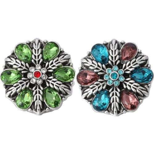 5pcs/lot New Christmas Snap Jewelry Rhinestone Snowflake 18mm Christmas Snap Buttons Fit Metal Snap Button Bracelet