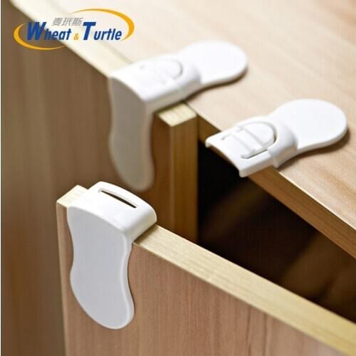 ABS Baby Children Care Safety Lock Double Snaps Right Angle Lock For Drawer Cabinet Fridges Infant Safety Protect Lock