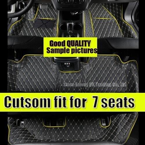 Car floor mats Custom fit for Buick Enclave 7 seats leather waterproof car styling leather rug liners Anti-slip stickers