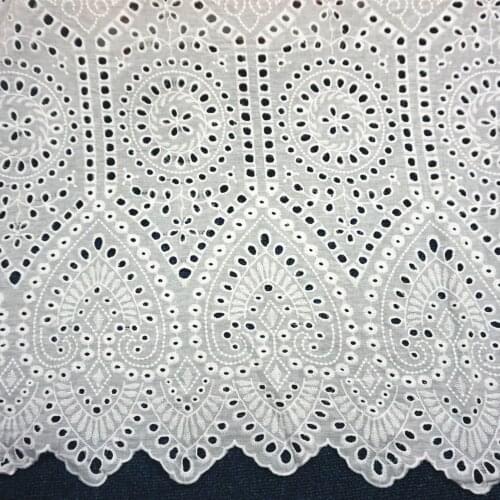 White Flower Hollow Lace Cloth Embroidered Womens Summer Cotton Cloth Hollow Lace Fabric