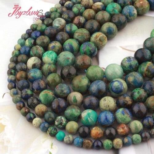 Free Shipping AA Round Azurite Smooth Loose Natural Stone Beads For DIY Necklace Bracelet Jewelry Making 5pcs/15" 6/8/10/12mm