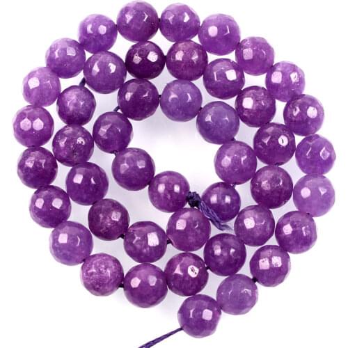 Natural Stone Beads Cut Surface Purple Marble Loose Beads for Jewelry Making Needlework DIY Bracelet Strand 4-12 MM