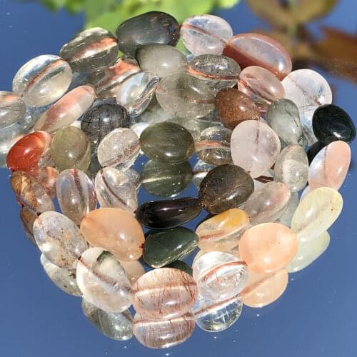 8-10mm Natural Irregular Rutilated Quartzs Stone Loose Spacer Crystal Beads For Jewelry Making DIY Bracelet Necklace 15”Inches