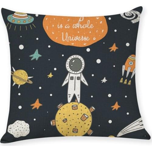 Cartoon Universe Cotton Linen Throw Pillow Case Cover New Home Office Decorative