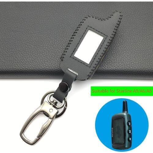 2-Way A9 LCD Remote Control Leather Key Fob Case Keychain for Starline A9/A6/A8/ Russian Version Two Way Car Alarm Systems