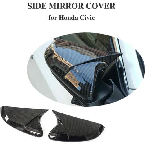 For Civic 10th 2016 2017 2018 Carbon Fiber Look Rearview Side Mirror Cover Cap ABS Sticker Shell for Honda