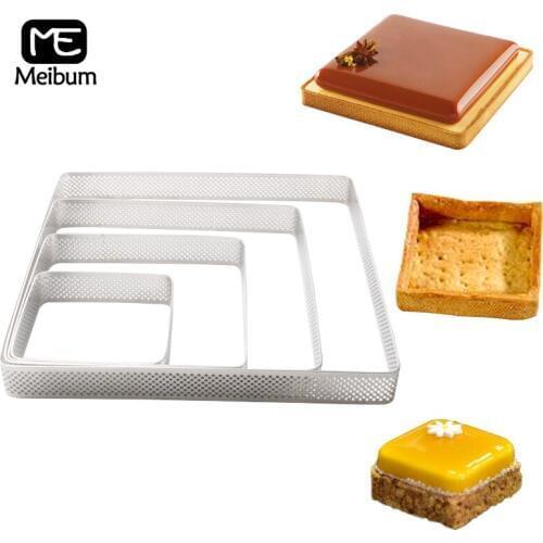 4 Sizes Square Stainless Steel Tart Ring French Custard Cream Dessert Pie Pan Pizza Cheese Mousse Tart Mold Baking Tools