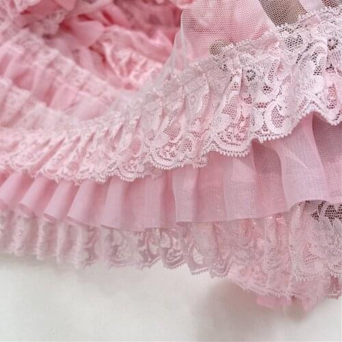 Hot Sale Three-layer Pleated Fluffy 3D Chiffon Lace Fabric DIY Childrens Clothing Cake Skirt Party Dress Decoration Accessories