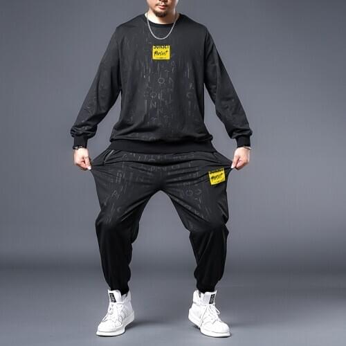 Plus size 7XL Mens Set Spring Autumn Men Sportswear 2 Piece Set Sporting Suit Jacket+Pant Sweatsuit Male Clothing Tracksuit Set