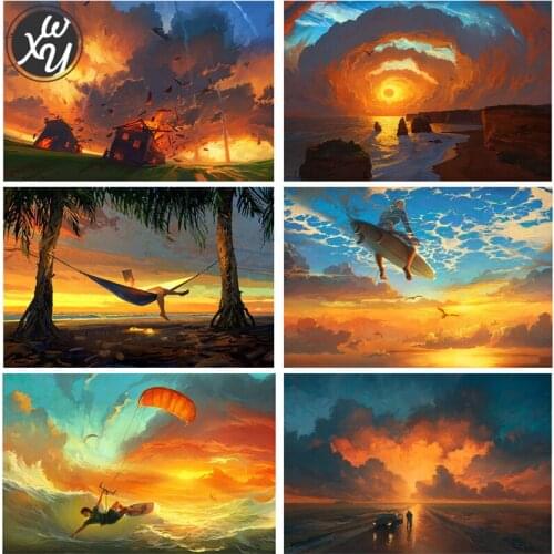 Sunset Diamond Art Diamond Painting Full Drill Landscape Cartoon Diamond Painting Kits Anime Diamond Art Fantasy Home Decoration