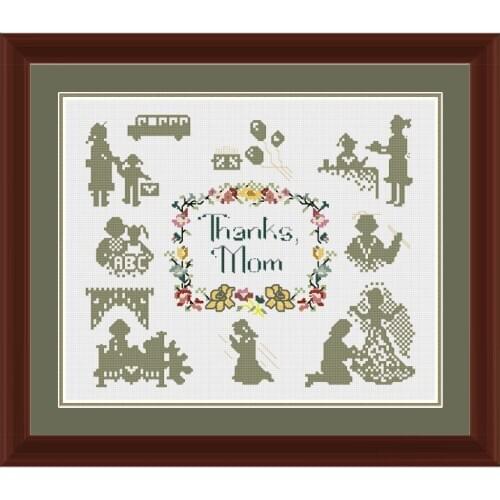 Simple Silhouette Pattern Fishxx Cross Stitch Kit T141 Thank You MotherS Hand-Embroidered GirlS Growth Path