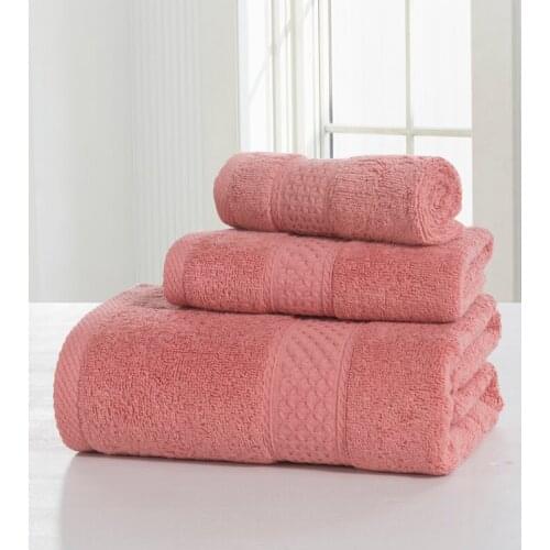 QI JIE 3-Pieces Solid Color Cotton Towel Set Bath Towel For Adults Face Towels Hand Towel toallas 360GSM