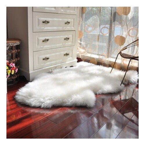 Genuine dalbum Sheepskin Rug Extra Thick Wool 105x75 cm 40x29 natur ivory white new