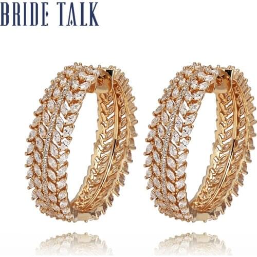 Bride Talk Hot Sale Elegant Women Earrings Cubic Zirconia Full Crystal Jewelry Luxury Ear Ornament Jewellery For Wedding Party
