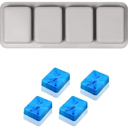 New 4 Cavity Square Soap Silicone Mold for Making Soaps 3D Diy Handmade Mould Decoration Wax Candle Cake Tray Tools