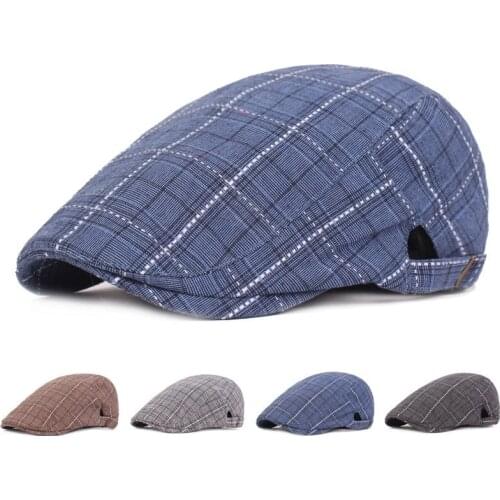 New High Quality Retro Adult Berets Men Wool Plaid Cabbie Flatcap Hats for Womens Newsboy Caps