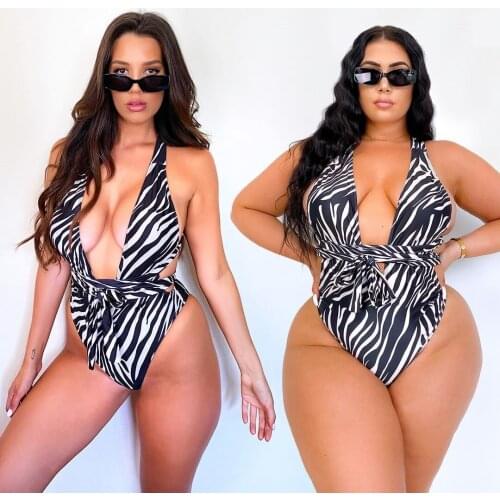 Sexy Plus Size Push Up One Piece Swimsuit For Women Oversized Bandage Swimwear Padded High Cut Out Monokini Beach Bathing Suit