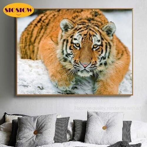 Full Round Drill 5d Diy Diamond Painting Tiger Snow 3d Pictures Daimond Embroidery Animal Rhinestones Square Mosaic Cross Stitch