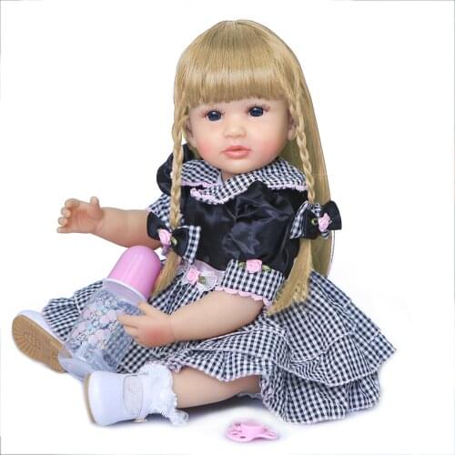 NPK Real girl toddler doll 55CM Full Body Silicone Reborn baby Doll Toys Princess Babies Doll long Hair Birthday Gift Brinquedo