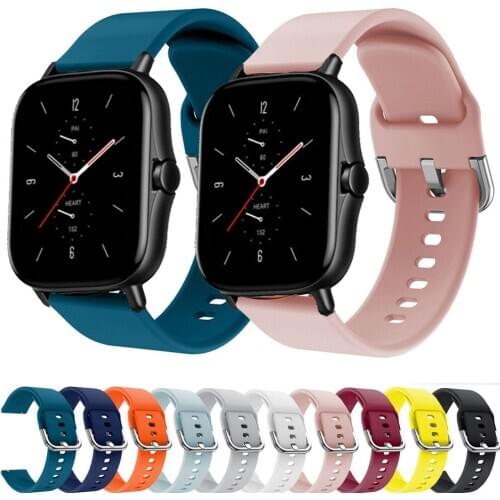 20/22mm Silicone Sport Strap For Amazfit GTS 2/2E/2 Mini Bracelet For Xiaomi Amazfit GTR 2/2E/GTR 47mm/Pace/Stratos 3 2 2S Strap