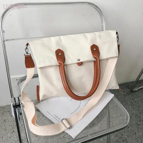 Hot Sales Lady Handbag Messenger Women Top-Handle Shoulder Patchwork Canvas Bags Solid Girl College Style Tote For Women