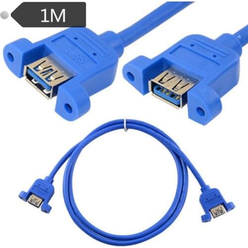 USB 3.0 A female panel mount to USB A female panel mount plug extension cable 1m