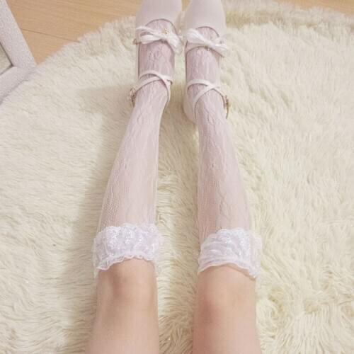 Japanese Lolita lace embroidered large lace in the tube pile socks Korean lolita lace socks jk socks women