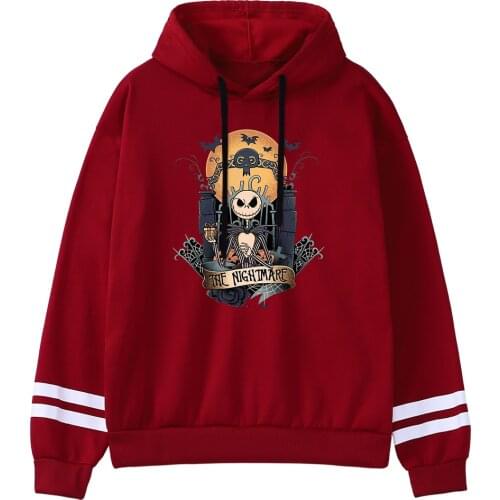 Nightmare before christmas Women Sweatshirt Fashion Fleece Clothes Casual Splicing Hoodie Crewneck Hip Hop Hoody Female 2021 New